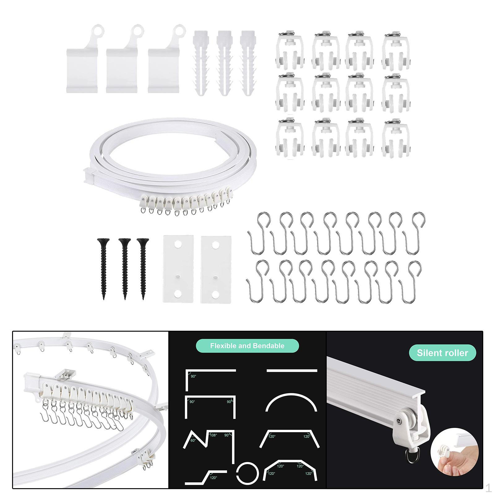 

Ceiling Curtain Track Set Fittings Heavy Duty Multifunctional Durable Mounting Hardware for RV 200cm