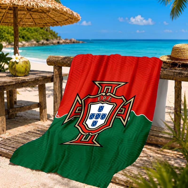 Strandtuch mit Wappen der Portugiesischen Fußballföderation, Schnell trocknend, Pflegeleicht, Geeignet für Fitness und Strandurlaub, Sport-Essential