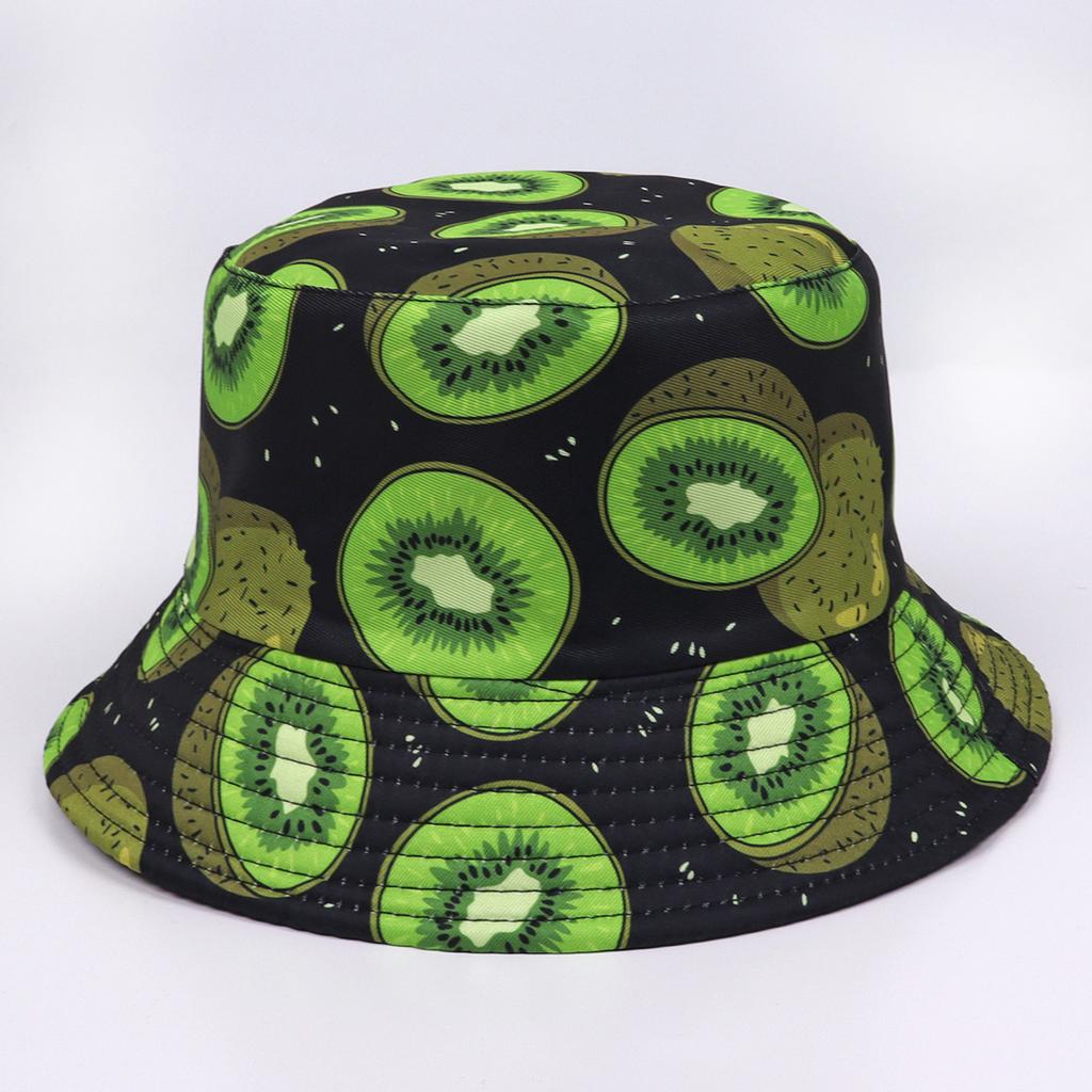 Digital Printed Fruit Double-sided Bucket Hat Outdoor Travel Sunshade Sunscreen Men and Women Pot Hat