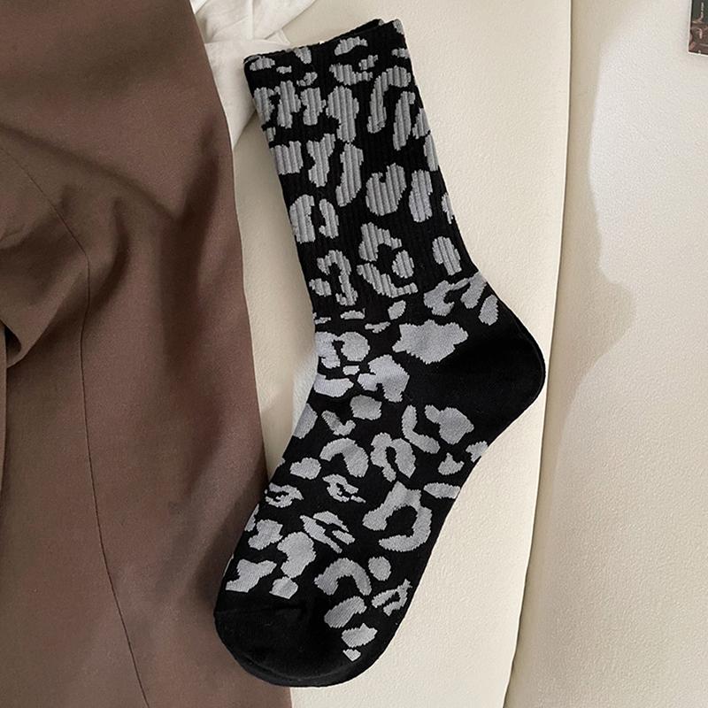Spotted Leopard Print Women Socks Cotton Terry Tube Thickened Warm Socks Cotton Korean Japanese Style