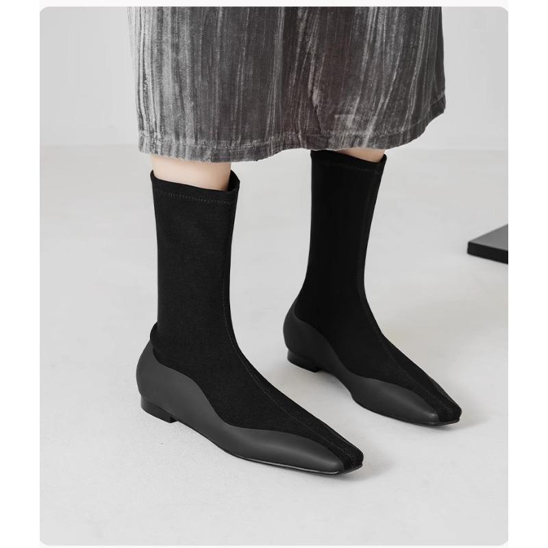 

Studiolee модные комичные ноги~ темпераментная квадратная голова плоская подошва ботильоны-чулки сумка ноги средняя голень тонкие ботинки женские 35