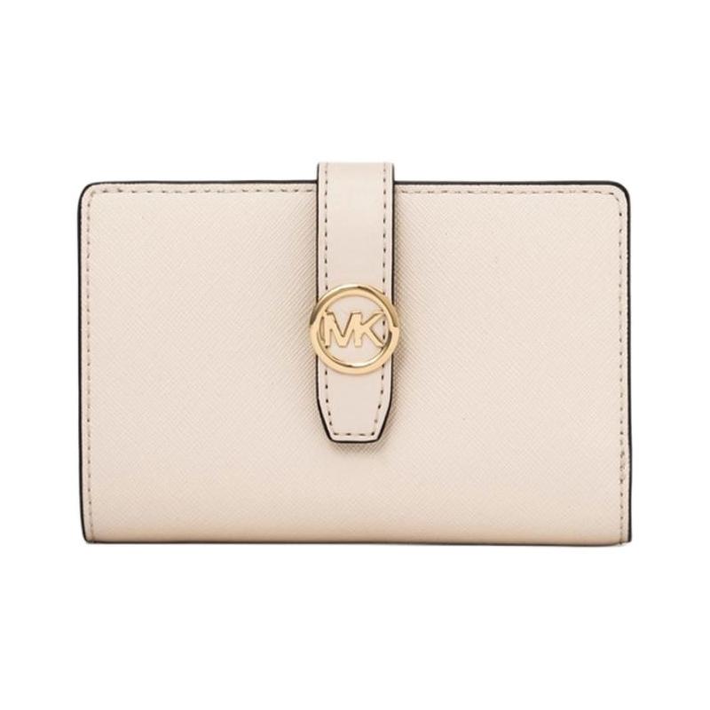 MICHAEL KORS Greenwich Logo Cowhide Wallet Women s Light Cream коричневый