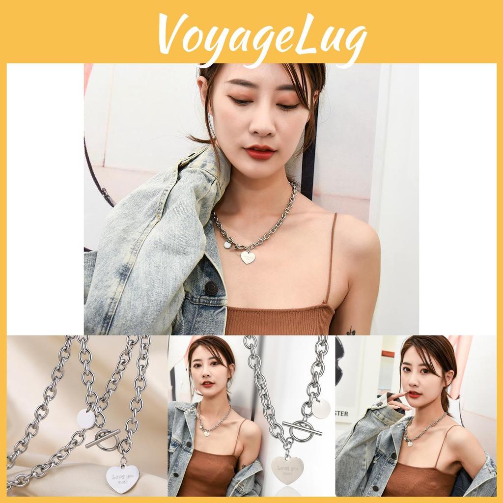 Stylish Titanium Steel Heart Pendant Necklace For Women With Trendy Hip Hop Design