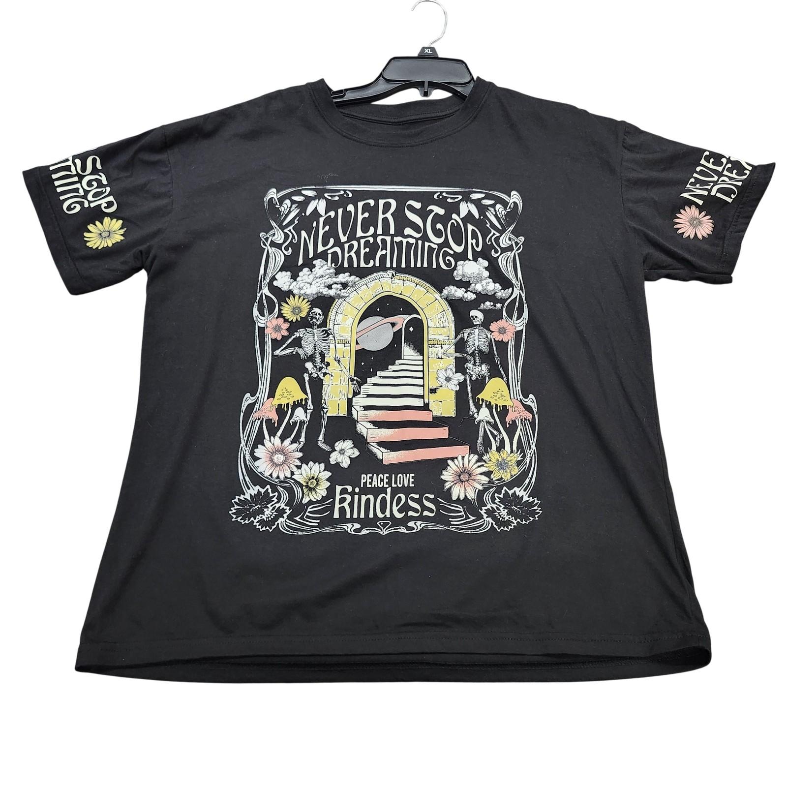 Weekend Warrior Shirt Mens Large Black Never Stop Dreaming Graphic Tee Peace Unisex T-Shirt L