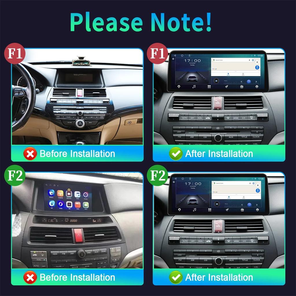 12.3inch For Honda Accord 8 2009-2013 Car Radio Multimedia Navigation Wireless Bluetooth CarPlay 4G GPS Screen Head Unit Stereo