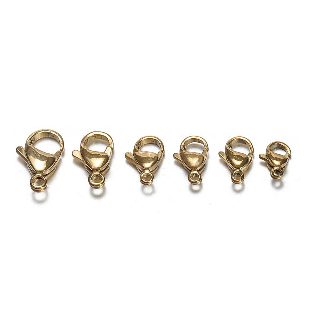 20pcs 9/10/12/15mm Stainless Steel Lobster Clasps Jewelry Finding DIY Clasp Hooks Necklace & Bracelet Chain Jewelry Components