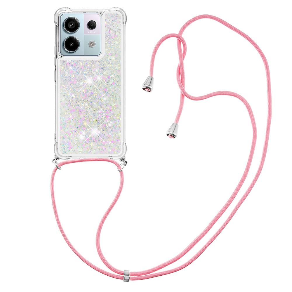 

For Xiaomi Redmi Note 13 Pro 5G/Poco X6 5G TPU Case Quicksand Design Phone Cover with Lanyard Laser/Hearts