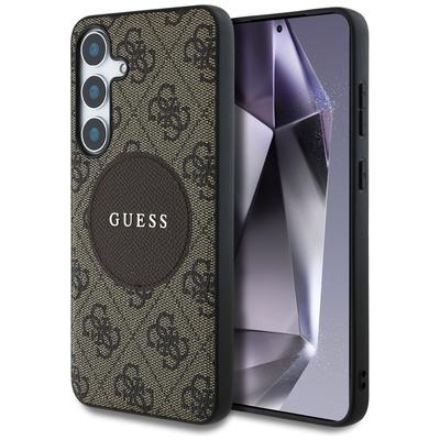 Pouzdro Guess 4G Round Patch Classic Logo Magsafe Pro Samsung Galaxy S25+ Hnědé