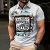 Women Short Sleeve Polo Shirt Light Beige Black Dense Leopard Print Half Zip Lapel Top