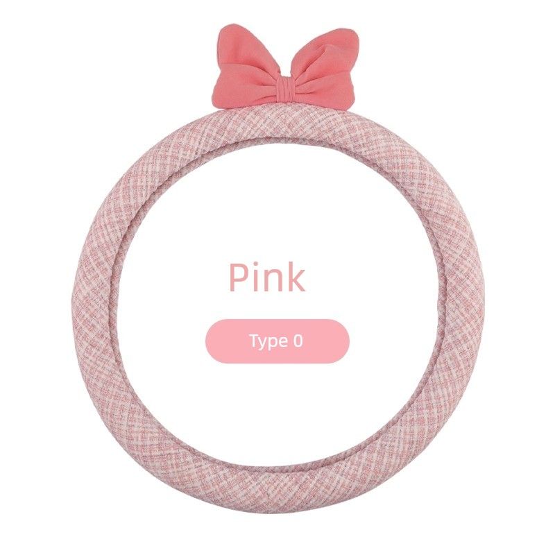

Car Steering Wheel Cover for Women, Suitable for All Seasons, Suitable for Mercedes-Benz, Bmw, Volkswagen Sagitar, Honda D-Type Steering Wheel Cover Small Fragrant Bow [Pink Round]