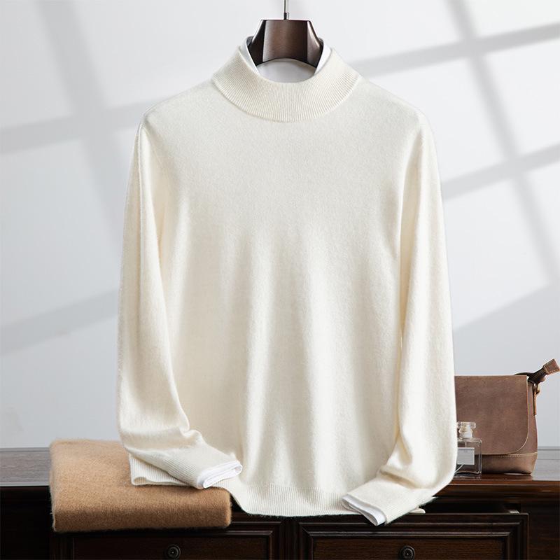 Men's Cashmere Half-High Neck Business Casual Sweater - Long Sleeve Autumn/Winter Knitwear