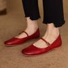 Krazing Pot Kuhleder Mode Frühling Herbst Schönheit Flach mit Damen Square Toe Schuhe Mary Janes Flache Ballerinas
