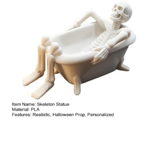 Funny Bathtub Decor Realistic Skeleton Statue, Scary Prank Toy for Desk Haunted Trick Toys House Decor, Spooky Mini Skull Ornament Party Halloween