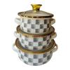 652F Pack of 3 Multifunctional Enamel Pot Suitable All Dishes Healthy User Friendly Materials Simple Maintenance Daily Use