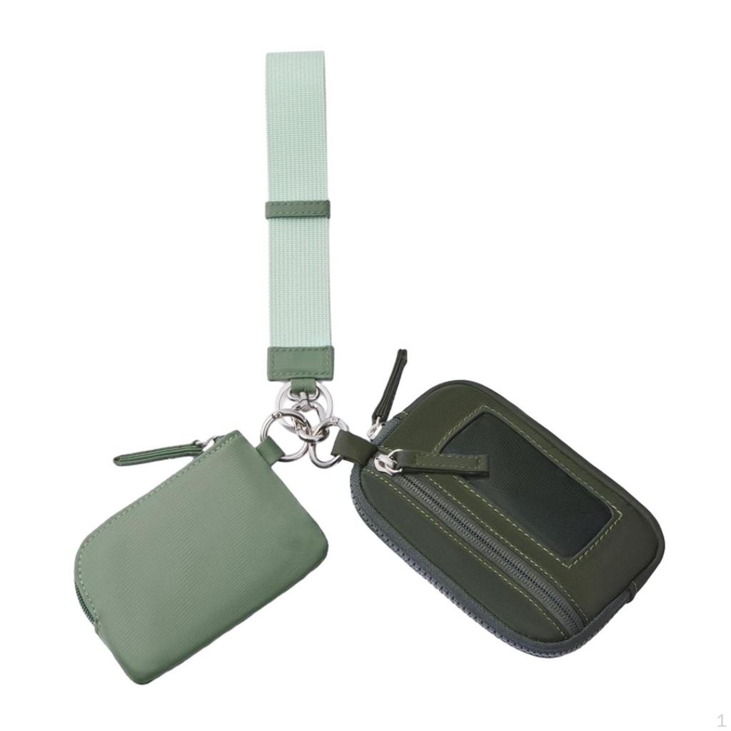 Keychain Bracelet Wallet Card Storage with Zipper Bag Double Bags for Traveling Street