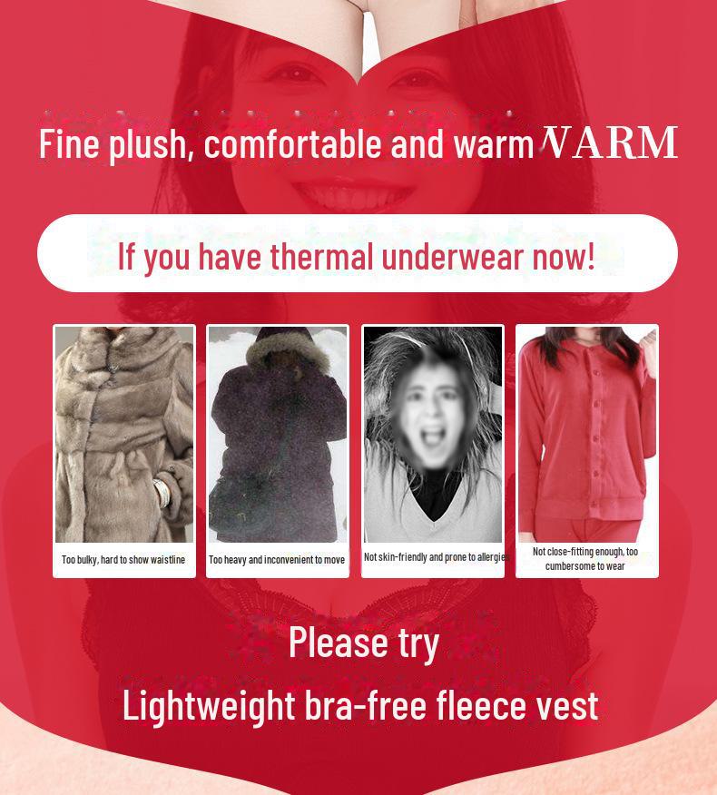 ** Vestă caldă din dantelă cu decolteu în V pentru femei Little Bear Fairy cu pernă pentru piept - Plus catifea**