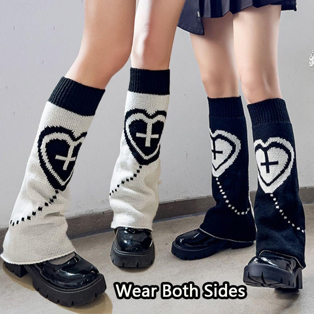 Star Pattern Punk Leg Warmers Cross Design Knitted Leg Warmers Leg Cover Accessories  Winter