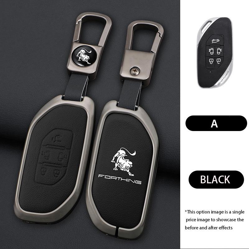 Zinc Alloy Leather Car Key Case Fob Cover Protector Holder Shell For Dongfeng Forthing Fengxing T5 Evo Keychain Accessories