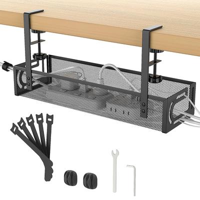 Cable Tray, Under-Desk Storage, Hiding Cables, 40cm Wide, Desk Storage, Installs 1-5cm Deep On Desk Top, Popular Model, No Drilling Required, Router