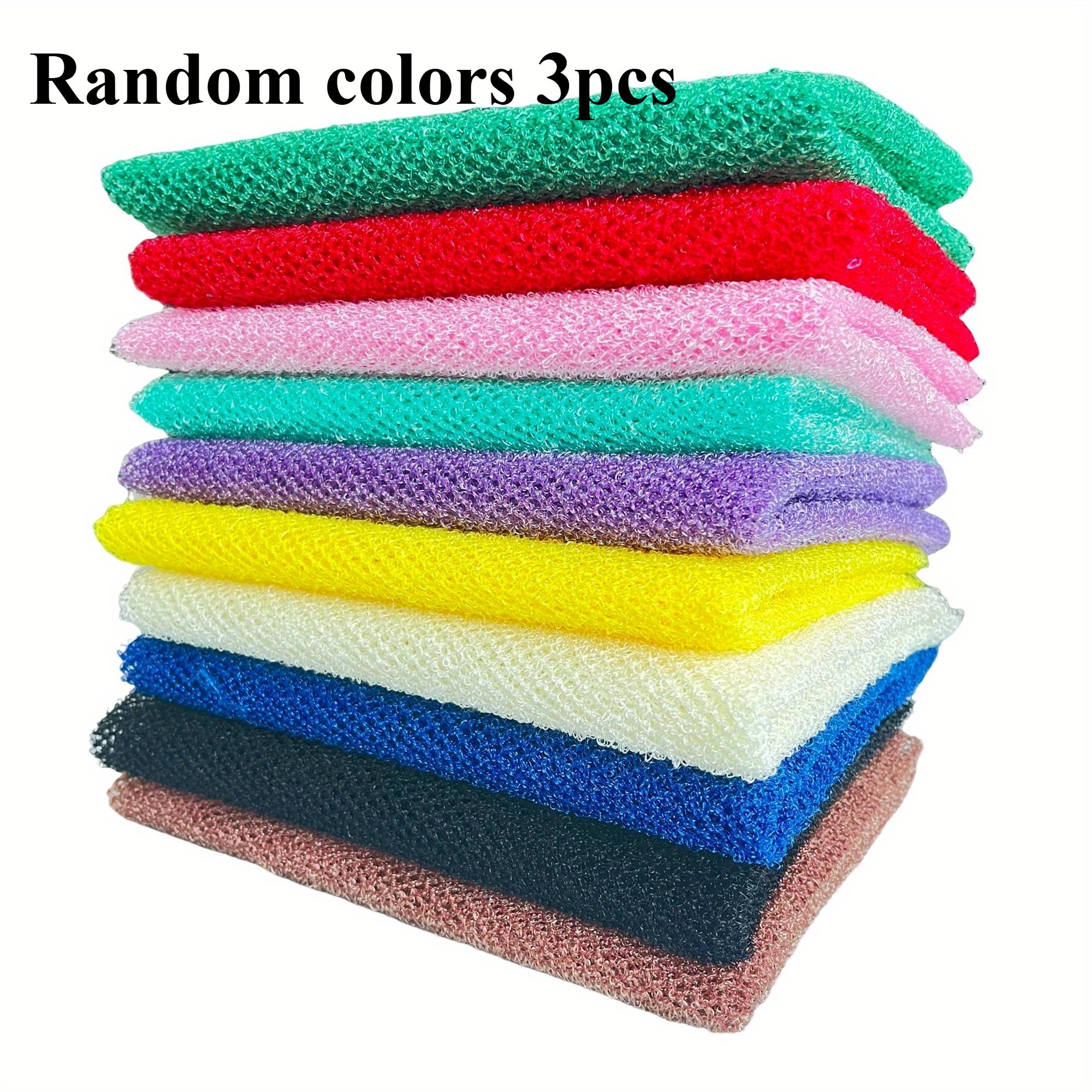 

3 шт. Разноцветная отшелушивающая сетчатая губка - Мягкая мочалка для тела для гладкой кожи | Быстросохнущая текстурированная сетка для ванны, путешествий
