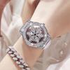 Orologio da Donna Ruota Rotazione 360° Stella a Cinque Punte Vuoto Pieno di Strass Orologi Femminili