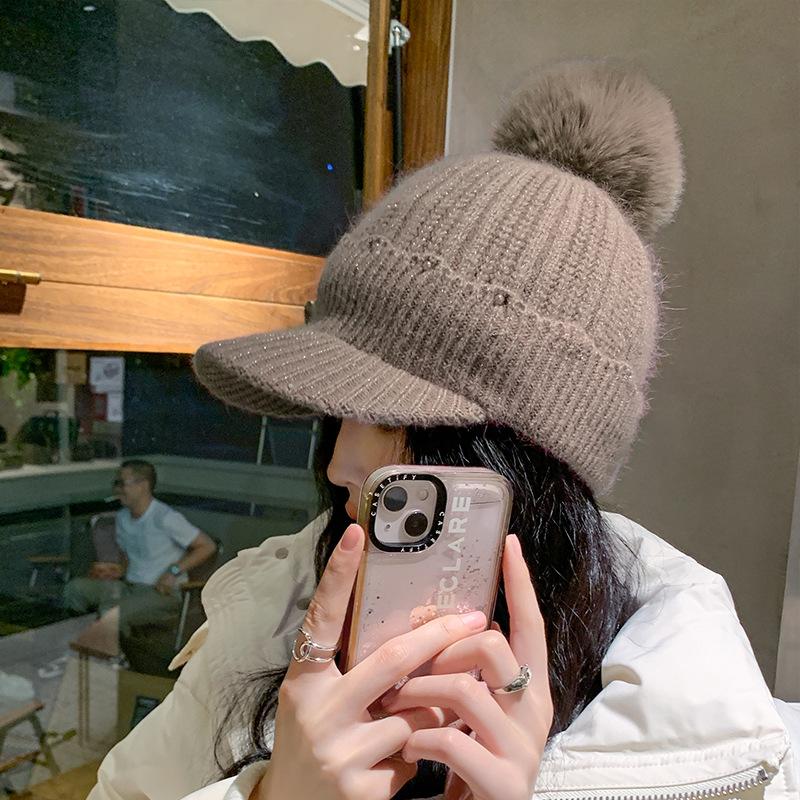 Women's Knitted Hat Warm Ear Protection Autumn and Winter Solid Color New Knitted Hat
