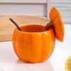 400mI Ceramic Soup Bowl with Lid Creative Pumpkin Shape Soup Bowl Household Large Soup Noodle Bowl Halloween Decoration
