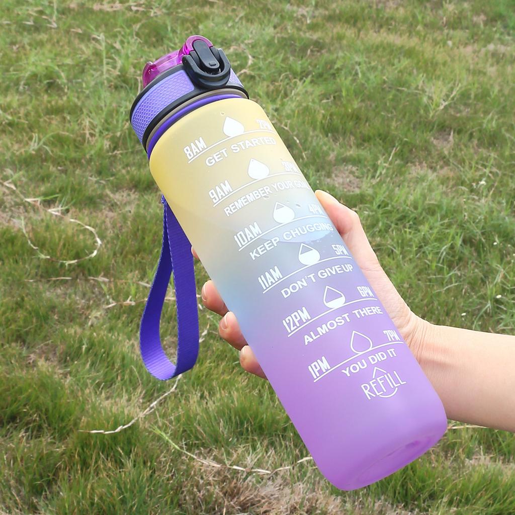 One-pack Color-changing Water Cup Portable Scale Simple And Fashionable Outdoor Space Cup 1000ML With Straw