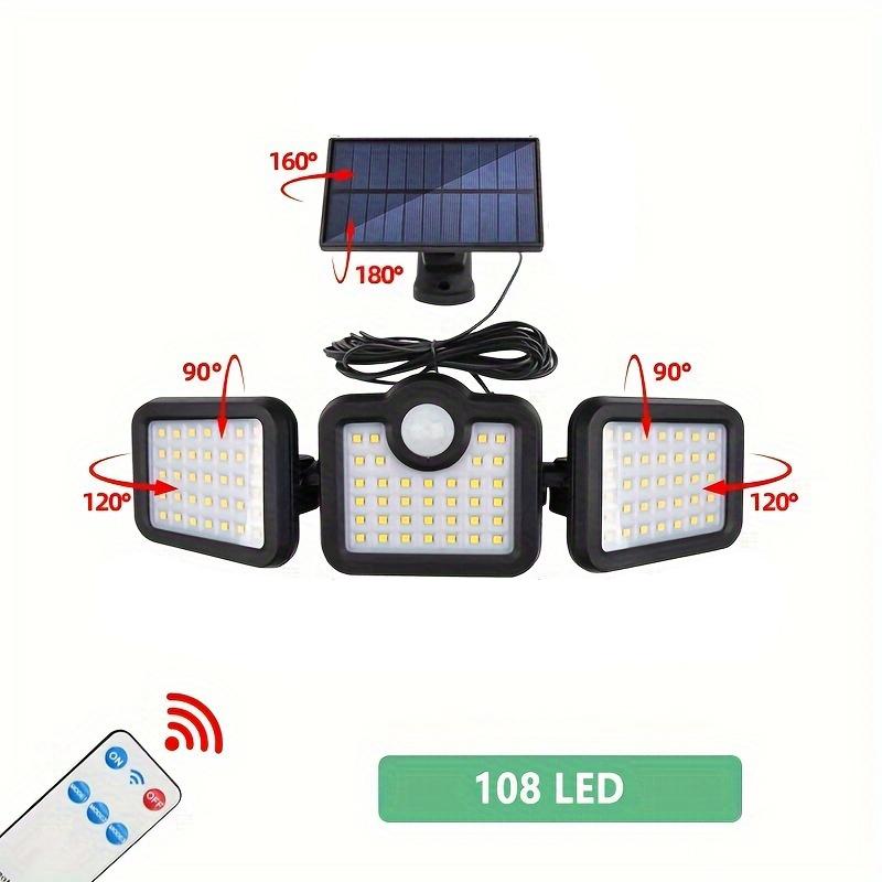 108/138 LED/171COB Waterproof Outdoor Solar Light 3 Head With Motion Sensor Lighting With Remote Control For Garden Yard Carport