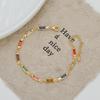 Gold Plated Rainbow Baguette CZ Link Bracelet – Dainty Colorful Jewelry, Sparkle Gift for Women