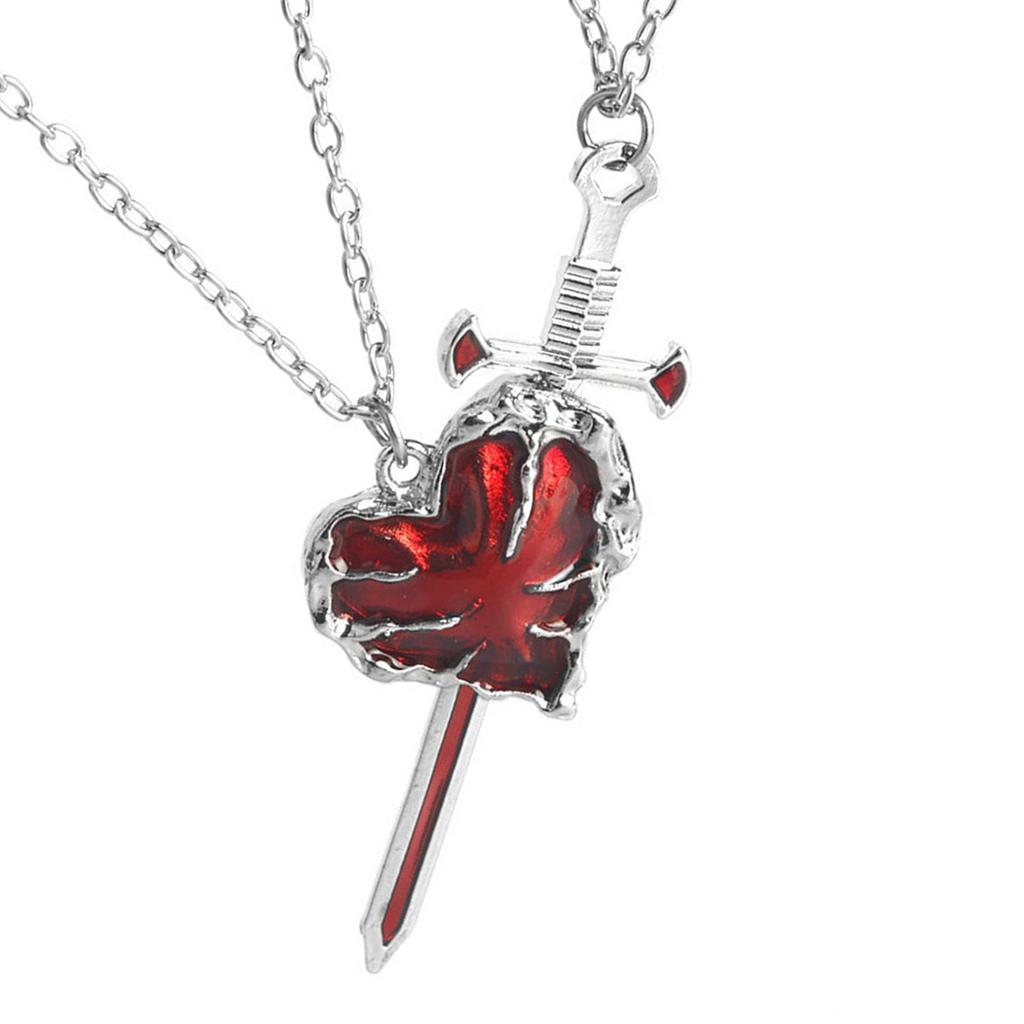 Alloy Swords Heart Pendant Necklace for Couples Stylish Collarbone Chain Gift for Special Occasions and Daily Wear