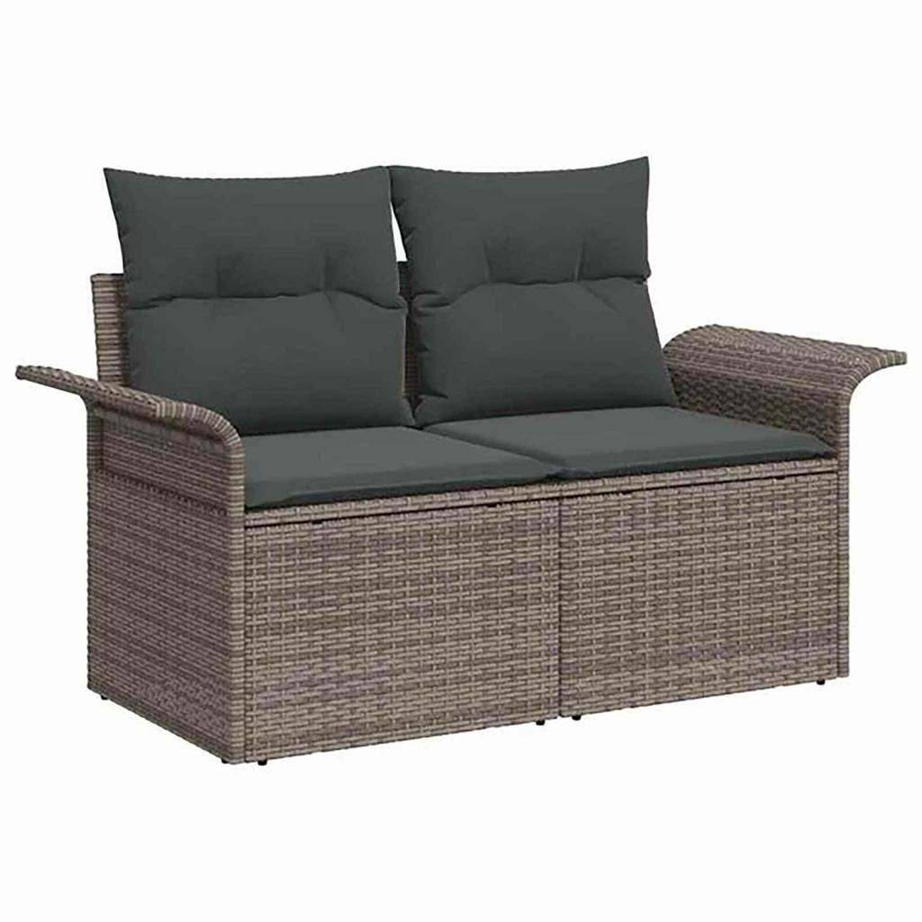 Sofa Set 8 Pieces Gray and Dark Gray Poly Rattan and Steel