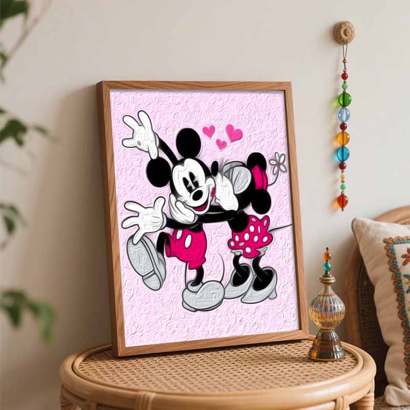 Disney Mickey and Minnie Mouse Digital Oil Painting Art Kit Hand Painted Home Decor
