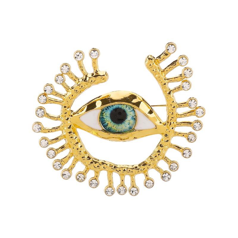 Peculiar Personality Design Blue Eye Brooch, High-end Luxury Diamond-encrusted Clothing Accessories Pin