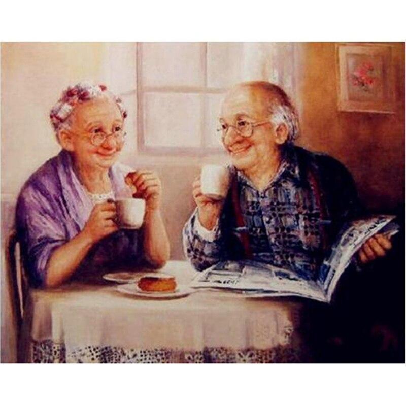 DIY Old Couple 5D Diamond Painting Full Drill Mosaic Diamond Embroidery Rhinestone Cross Stitch Home Decor Wall Art Gift