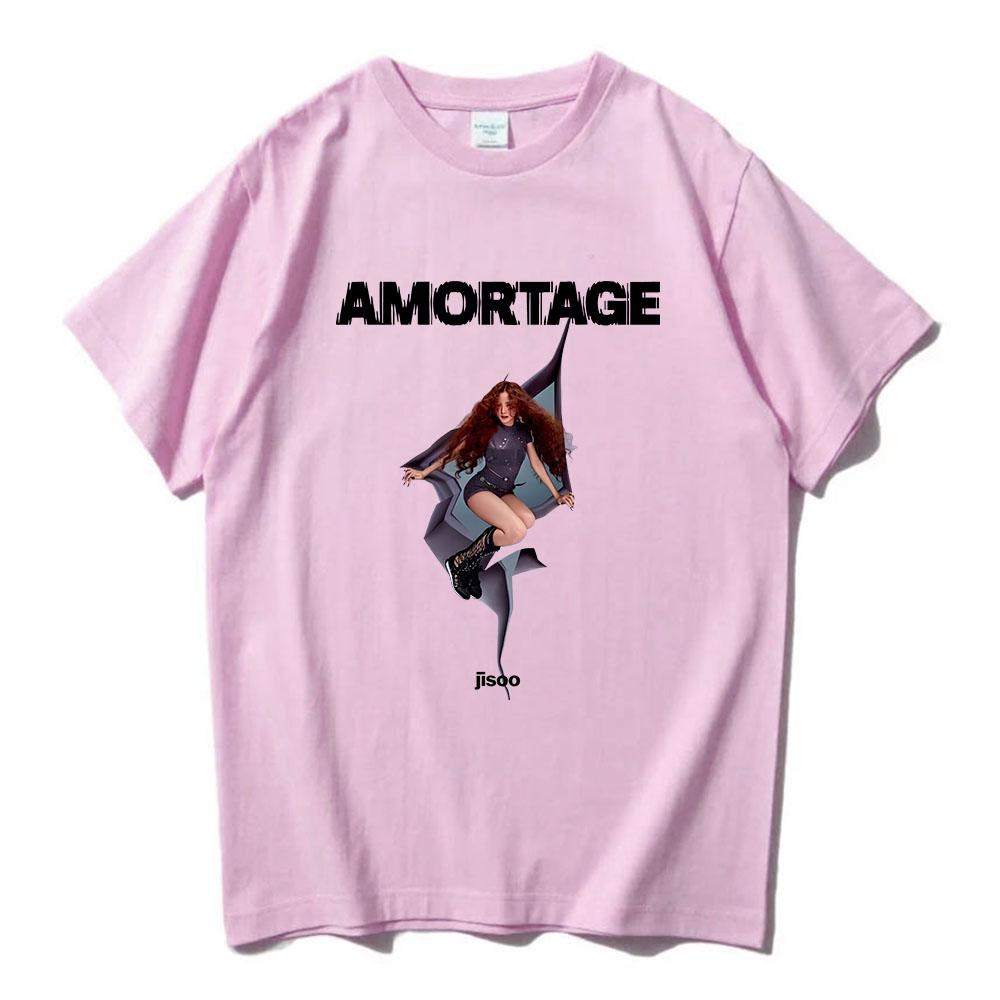 Streetwear Korejská zpěvačka JISOO AMORTAGE Tričko Pánské oblečení Hip Hopová trička Ležérní Pánská Dámská Bavlněná trička Hip Hopová Módní Trička