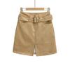 Women's Suede Plush Belted Pencil Skirt - Autumn/Winter Collection