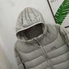 European and American Ribs Down Jacket Women's Autumn and Winter New Fashion Casual Hooded Light Duck Down Jacket Warm Jacket