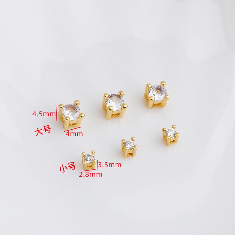 14k Gold Plated Zircon Inlaid Colorful Claw Setting Spacer Beads for DIY Jewelry Making