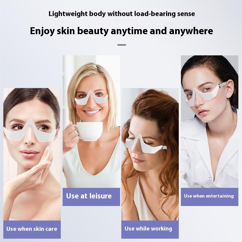 Red Light Eye Mask for Dark Circles, Portable Eye Massager with Vibration, USB Rechargeable FDA-CE, Gift for Women