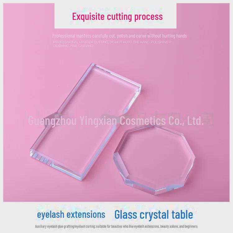 Crystal Eyelash Grafting Glue Table - Octagonal Rectangular Glass Stand