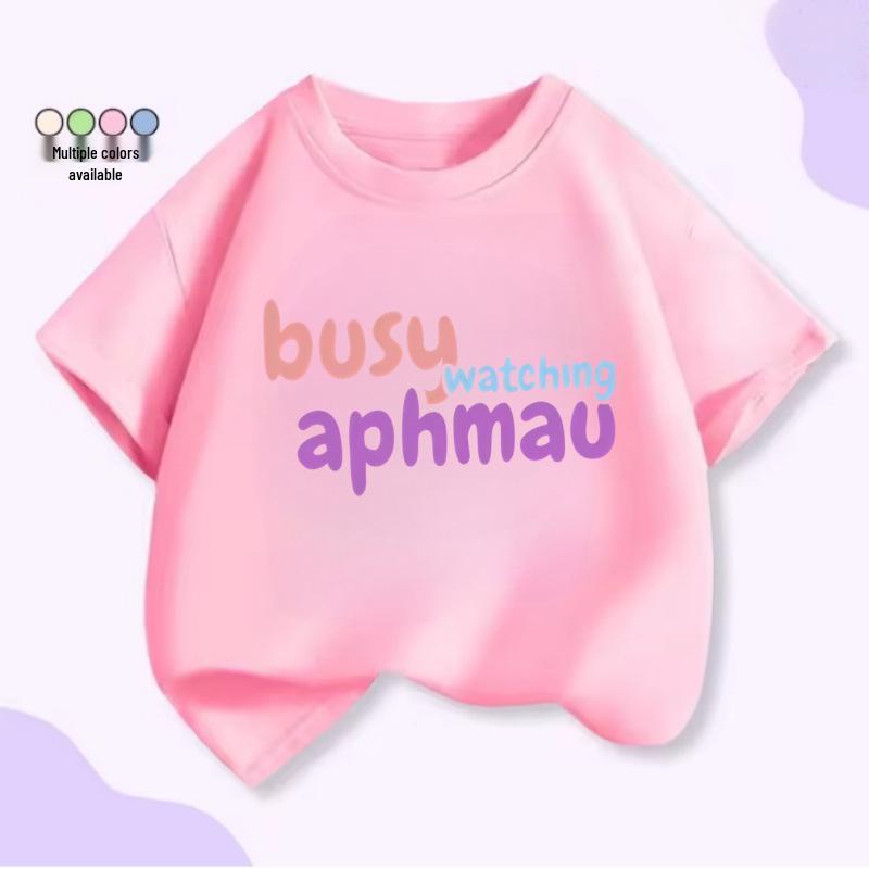 Aphmau Cartoon Cotton T-shirt - Kids Summer 2026 Collection: European & American Strange Tales Design 160 cm