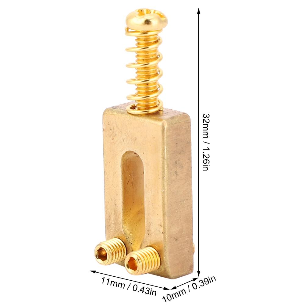 6 Pcs Electric Guitar Bridge Pin Brass Golden Color Guitar Accessory with Hex Wrench Kit