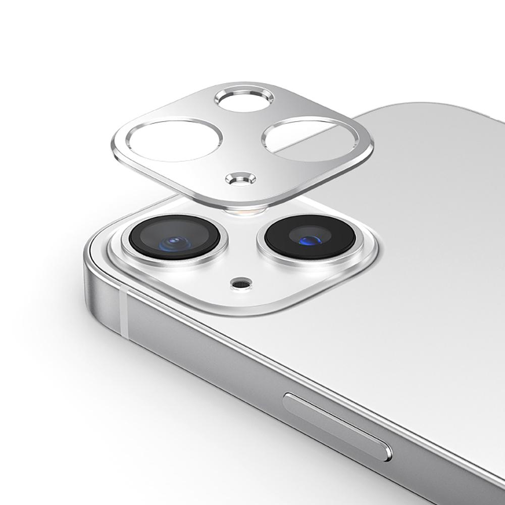 

For iPhone 14/14 Plus Hollow Lens Protector Aluminum Alloy Phone Camera Bezel Cover Silver