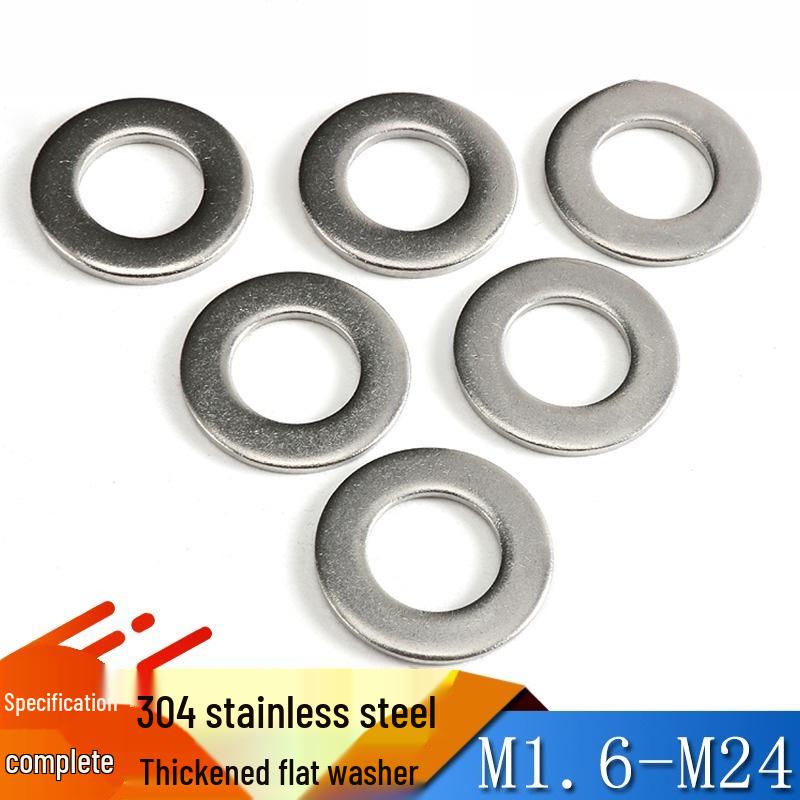 

304 Stainless Steel Thickened Flat Washer Spacer M1.6-M24 M3*7*0.5 (304 Material, 50 pieces)