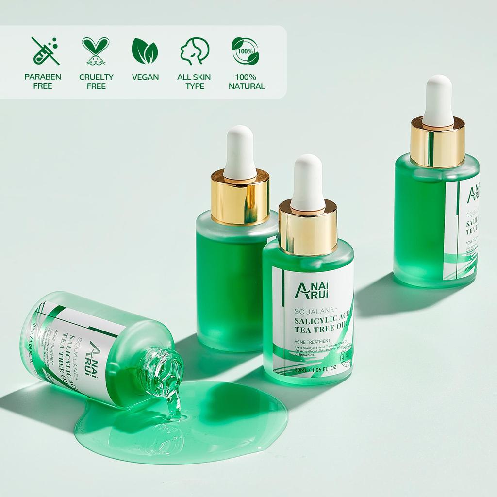 ANAiRUi 1.5% Salicylic Acid Tea Tree Face Oil, Soothing Purifying Facial Oil for Acne Prone Skin 30ml