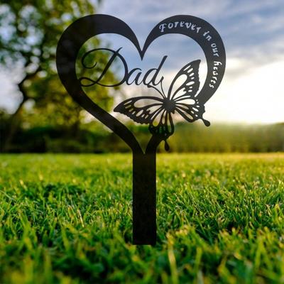 Metal Garden Stake Memorial Butterfly Plaque Grave Decoration Dad
