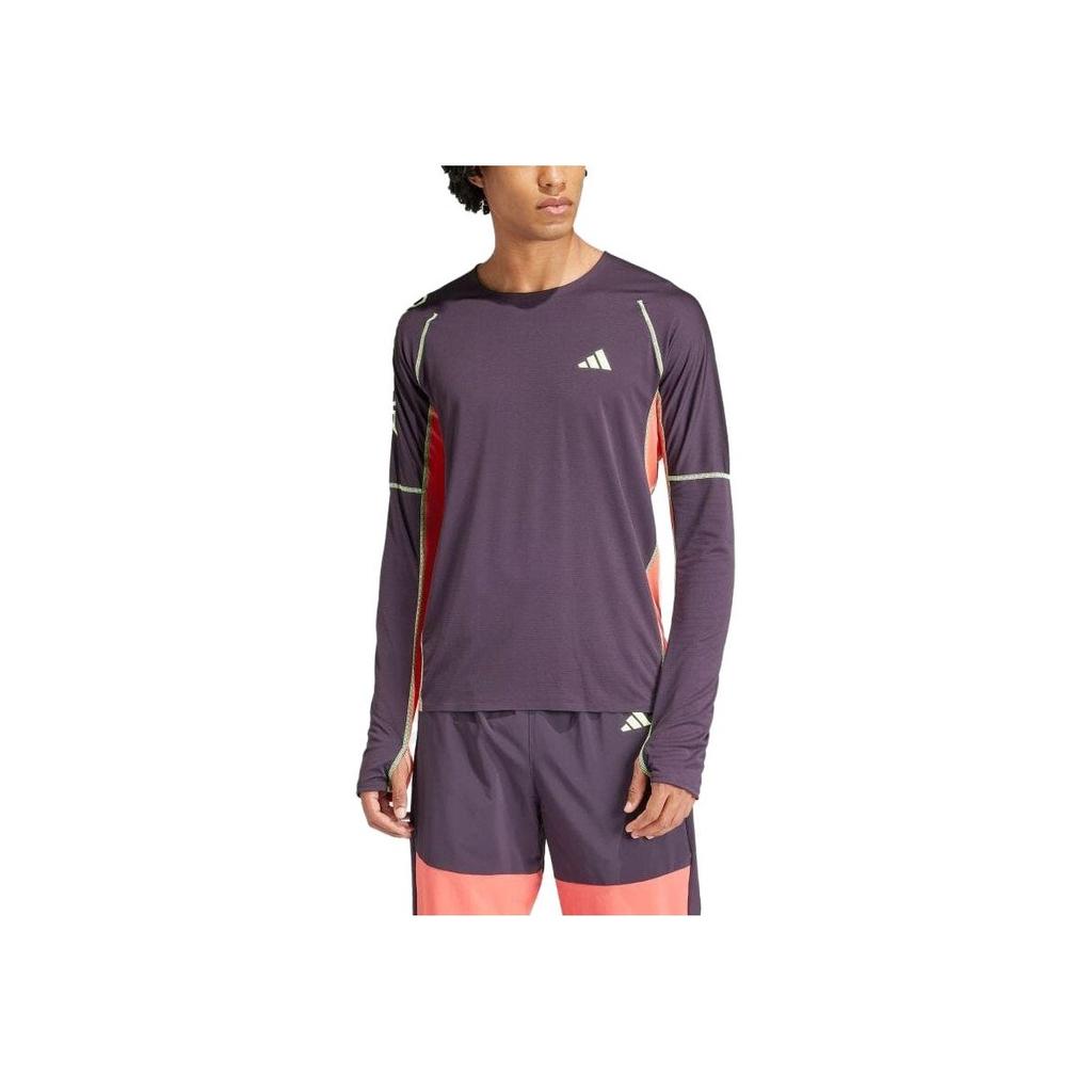 Adidas Color Block Letter Print Round Neck Long Sleeve T-Shirt Men Tops Aurora-Black IU0687