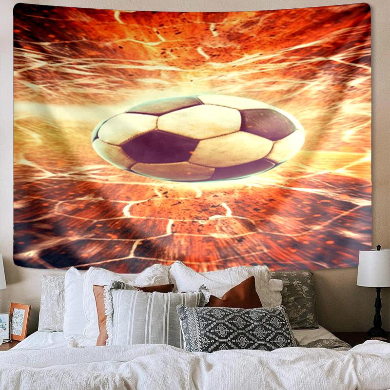 Flaming Soccer Ball Tapestry Room Decoration Wall Hanging for Living Room Bedroom, dormitory, Birthday and Christmas gifts