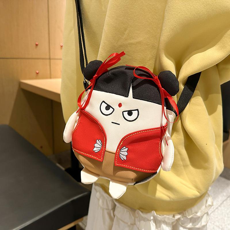 Super Fire Cartoon Small Satchel Cute Pattern Lightweight Nylon Cloth Small Round Bag Male and Female Students Versatile Messenger Storage Bag